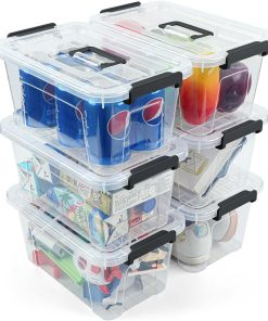 NUMIFUN 7Qt Plastic Storage Bins with Lids.6 Pack | Stackable organizing totes with buckle latches & handles.Dust-proof clear design for home office