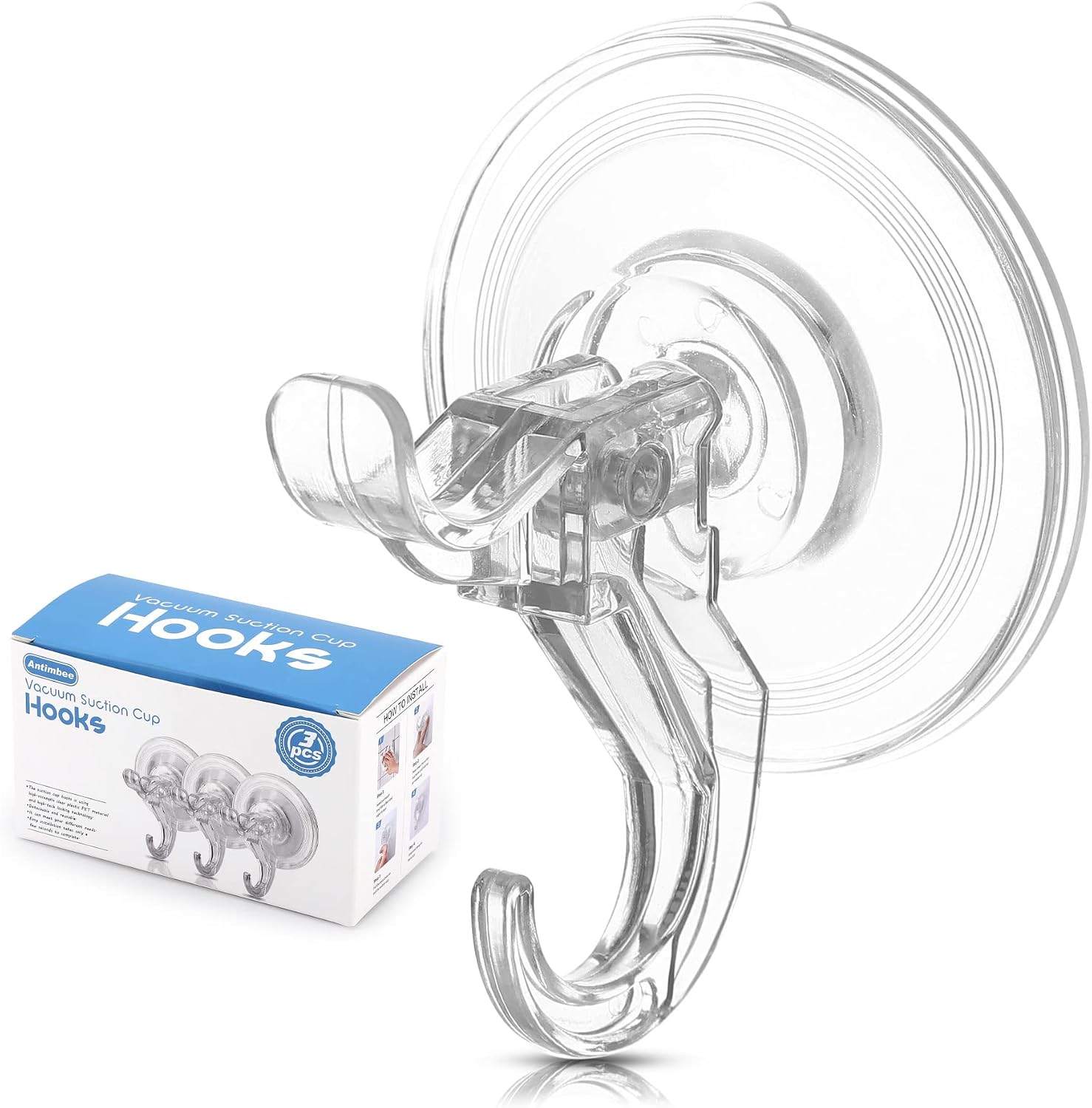 Antimbee 3 Pack Suction Cup Hooks. Clear Suction Cup Hanger. Removable Small Suction Cups for Shower. Bathroom. Glass. Door. Windows. Kitchen-Max Hanging up to 11 lbs on Smooth Surface - Image 9