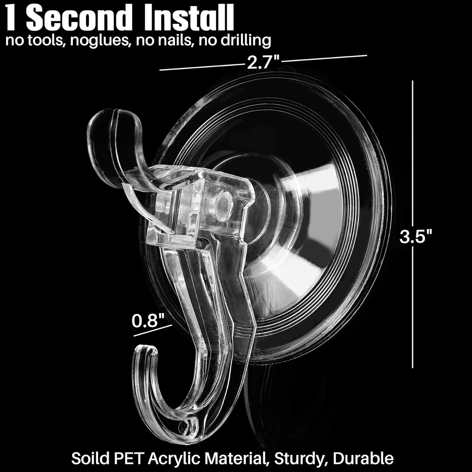 Antimbee 3 Pack Suction Cup Hooks. Clear Suction Cup Hanger. Removable Small Suction Cups for Shower. Bathroom. Glass. Door. Windows. Kitchen-Max Hanging up to 11 lbs on Smooth Surface - Image 3