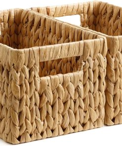 StorageWorks Wicker Basket. Baskets for Organizing. Storage Basket with Built-in Handles. Water Hyacinth Shelves (Medium 2-Pack. Natural Hyacinth)