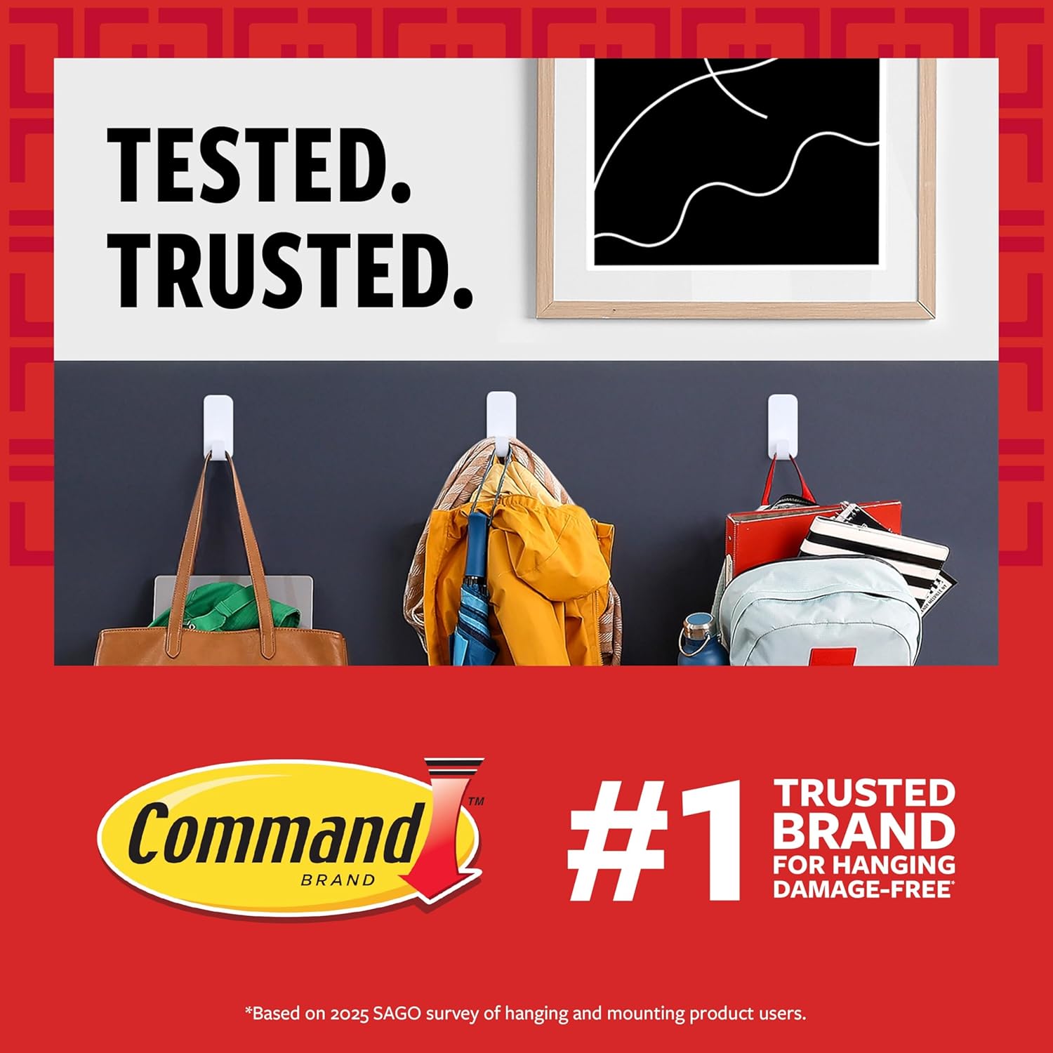 Command 10 lb Matte Black Curtain Rod Hooks. 2 Hooks and 4 Strips. No Drilling Back to School Dorm Organizers. Use with Rod Diameters 0.5-0.75 | 10 lb - Image 10