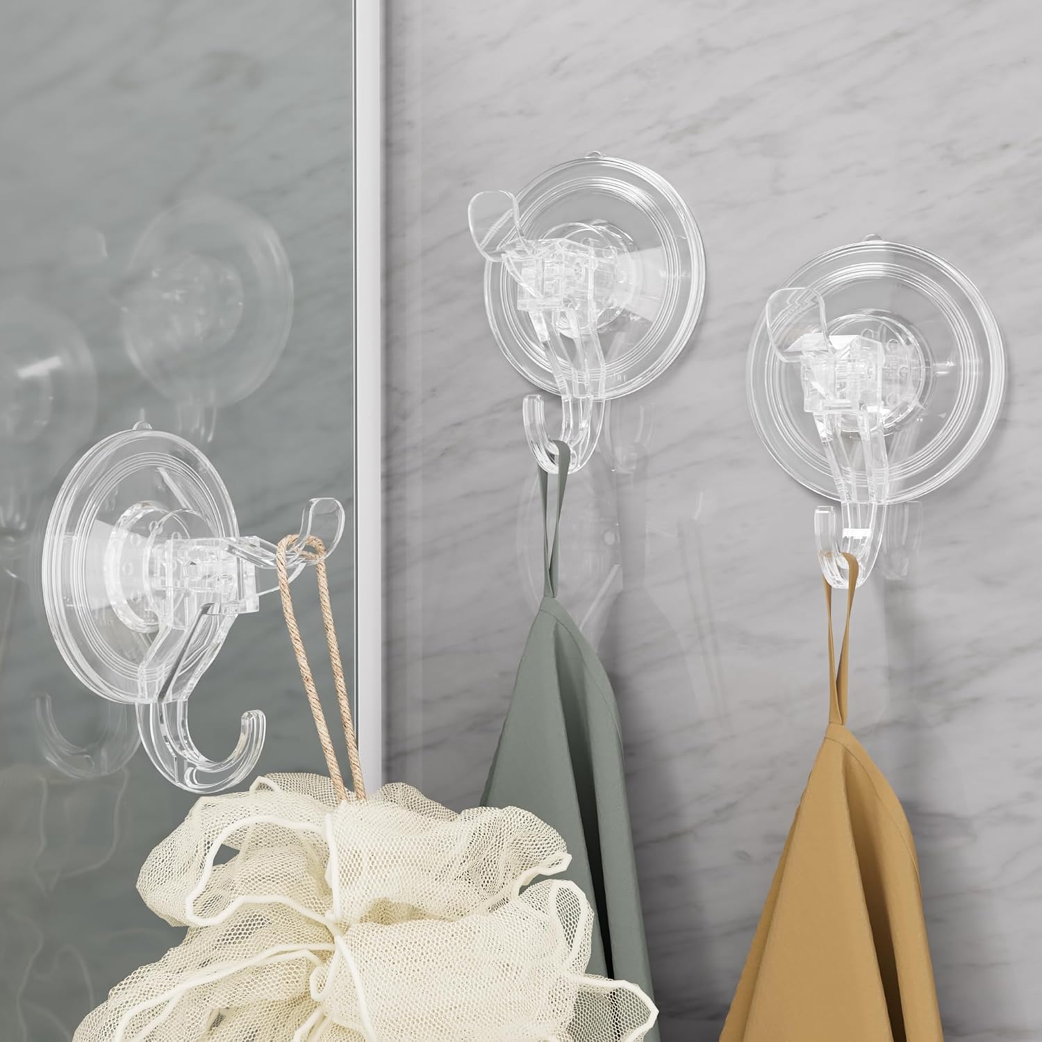 Antimbee 3 Pack Suction Cup Hooks. Clear Suction Cup Hanger. Removable Small Suction Cups for Shower. Bathroom. Glass. Door. Windows. Kitchen-Max Hanging up to 11 lbs on Smooth Surface - Image 2